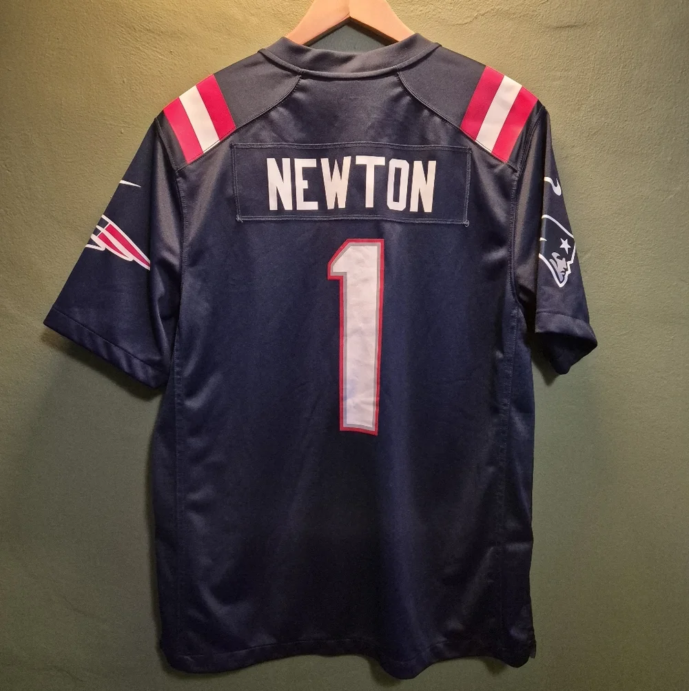 Nike New England Patriots Cam Newton #1 NFL On Field Jersey Size Large Navy - Picture 4 of 4